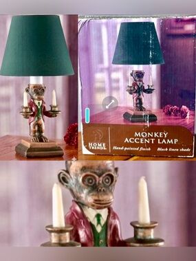 VINTAGE HOME TRENDS MONKEY BUTLER ACCENT LAMP 13”~NEW IN BOX